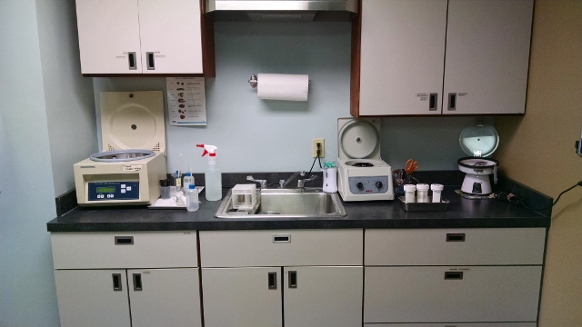 Laboratory - Sample Preparation, Centrifugation, and Staining Area